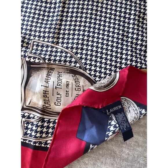 Vintage Polo Ralph Lauren Golf Club Trophy Silk Scarf - Picture 4 of 8